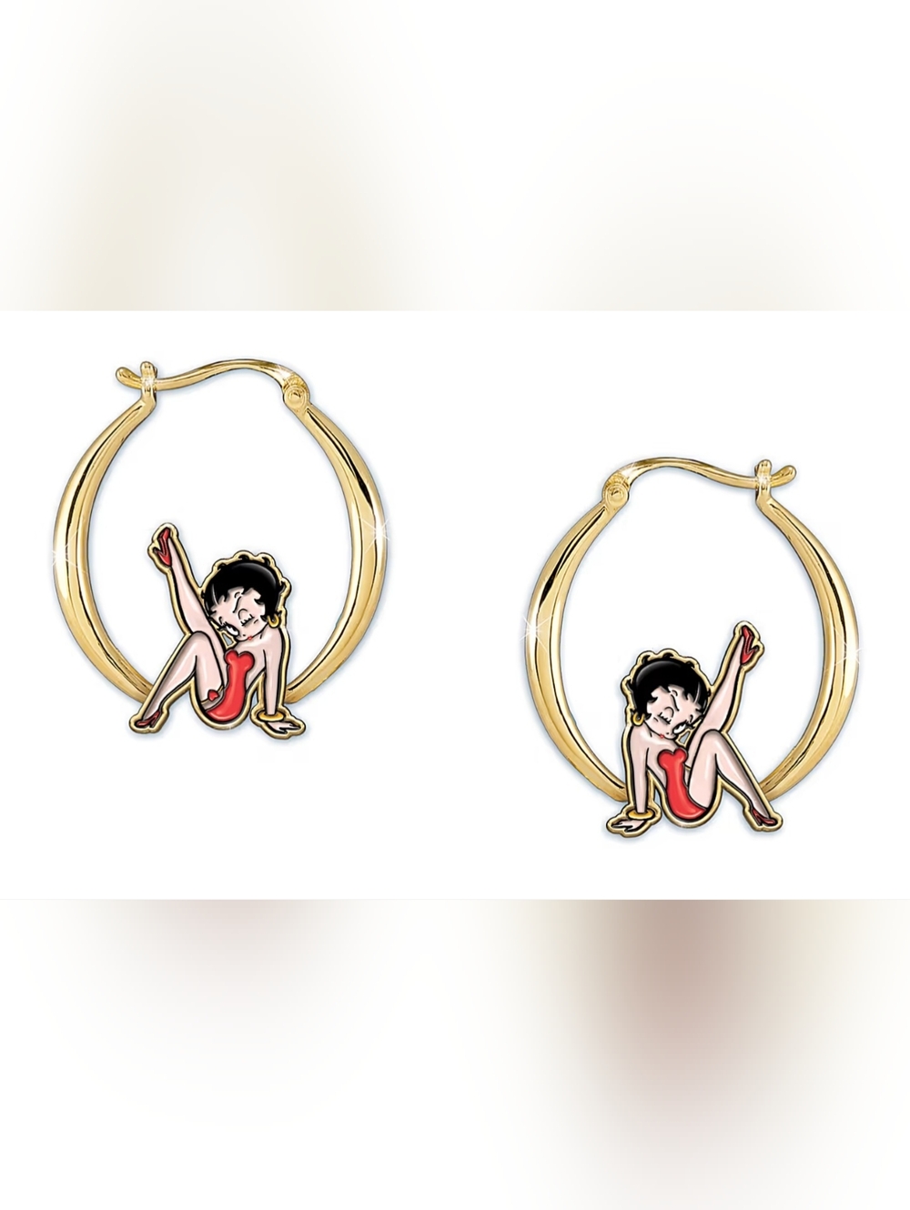 RARE Vintage Betty Boop Gold Hoop Earrings NWOT HTF Retro Collectible